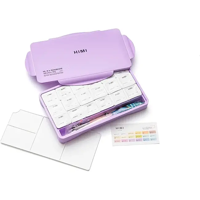 HIMI Jelly Cup Gouache Set - 18 Renk 30 gr (Purple Case - Pastel Edition) H-TST123 - 4