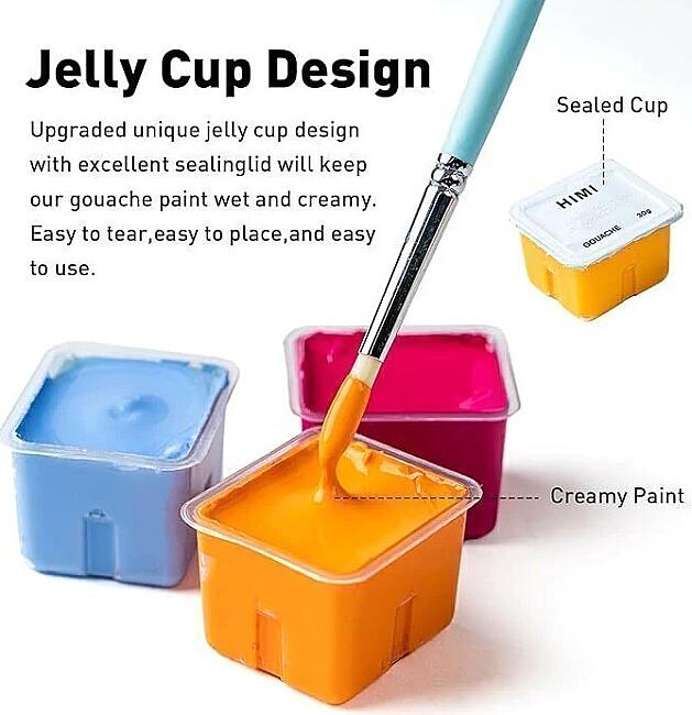 HIMI Jelly Cup Gouache Set - 24 Renk+ 3 Fırça (Ice Blue Case Edition) H-TST98 - 2