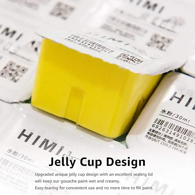 HIMI Jelly Cup Gouache Set - 24 Renk 30 gr 3 Fırça (Pink Case Edition) H-TST100 - 4