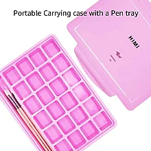 HIMI Jelly Cup Gouache Set - 24 Renk 30 gr 3 Fırça (Pink Case Edition) H-TST100 - 5