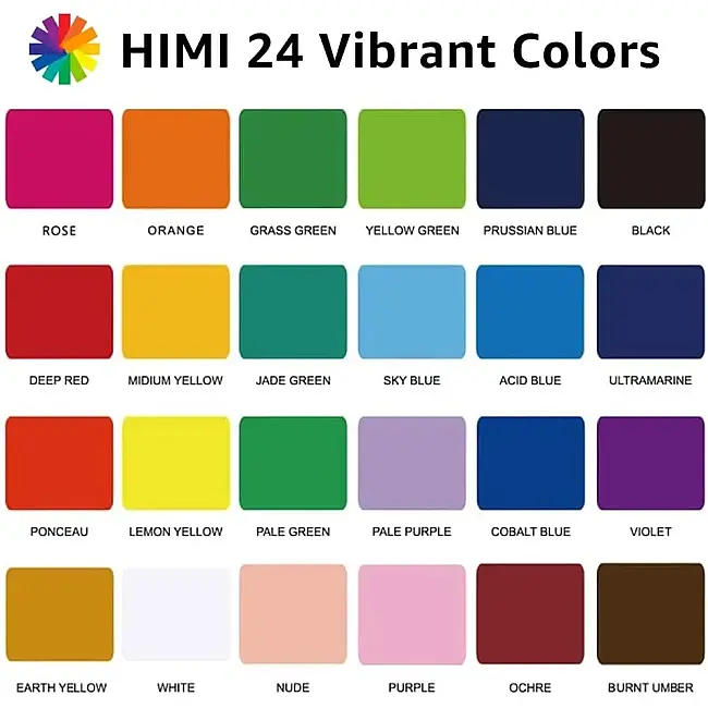 HIMI Jelly Cup Gouache Set - 24 Renk 30 gr 3 Fırça (Pink Case Edition) H-TST100 - 2