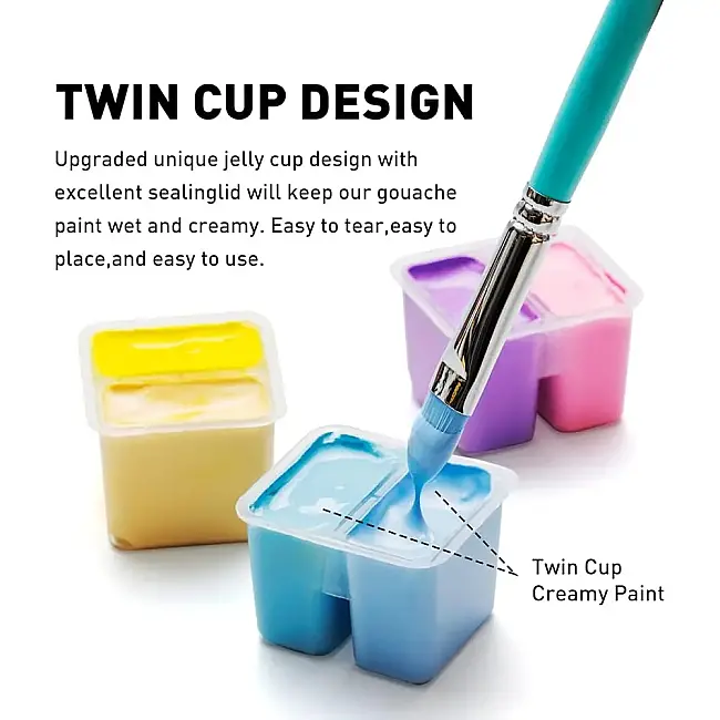 HIMI Twin Cup Gouache Set - 112 Renk 12 gr (Ice Blue Case Edition) H-YSF237 - 6