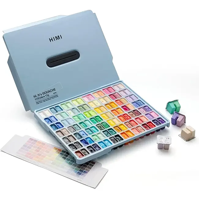 HIMI Twin Cup Gouache Set - 112 Renk 12 gr (Ice Blue Case Edition) H-YSF237 - 3