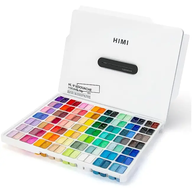 HIMI Twin Cup Gouache Set - 112 Renk 12 gr (White Case Edition) H-TST114 - HIMI