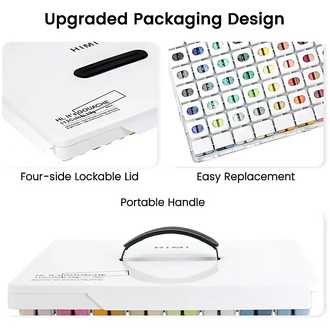 HIMI Twin Cup Gouache Set - 112 Renk 12 gr (White Case Edition) H-TST114 - 4