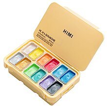 HIMI Twin Cup Gouache Set - 12 Renk (Yellow Case - Metallic Edition) H-TST75 - HIMI