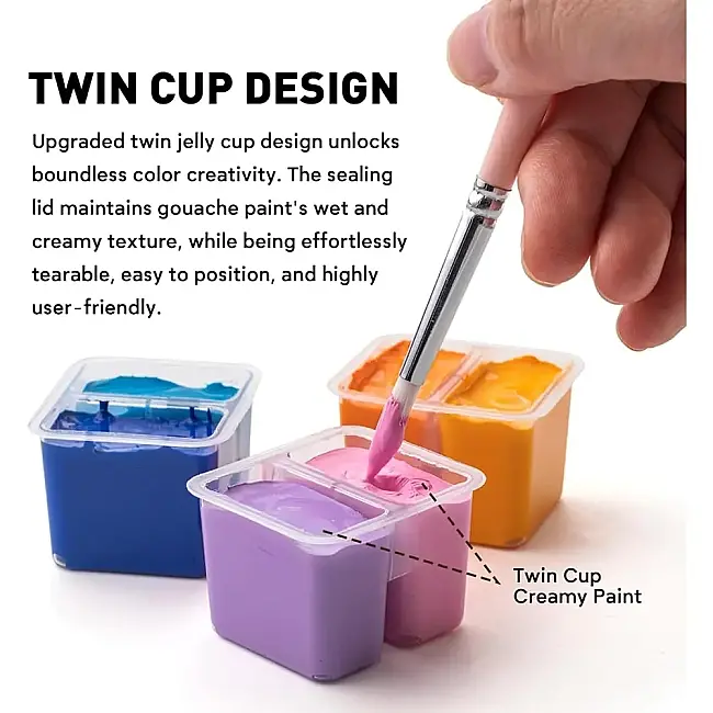 HIMI Twin Cup Gouache Set - 36 Renk 12 gr (Purple Case Edition) H-TST121 - 3