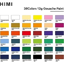 HIMI Twin Cup Gouache Set - 36 Renk 12 gr (Purple Case Edition) H-TST121 - 4