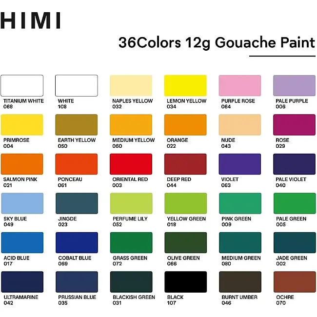 HIMI Twin Cup Gouache Set - 36 Renk 12 gr (Purple Case Edition) H-TST121 - 4