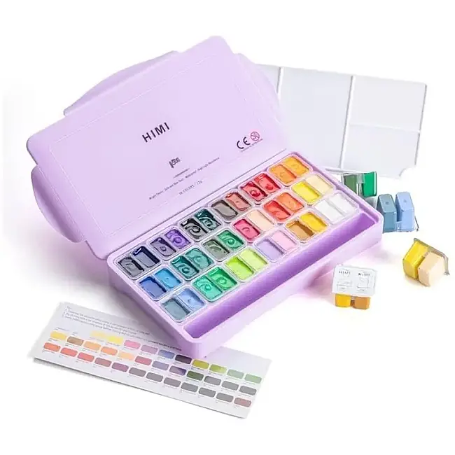 HIMI Twin Cup Gouache Set - 36 Renk 12 gr (Purple Case Edition) H-TST121 - 5