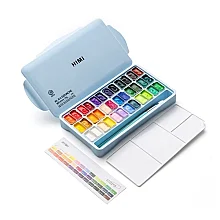 HIMI Twin Cup Gouache Set - 36 Renk 12gr + 3 Brushes (Ice Blue Case Edition) H-TST122 - HIMI (1)