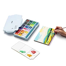 HIMI Twin Cup Gouache Set - 36 Renk 12gr + 3 Brushes (Ice Blue Case Edition) H-TST122 - 4