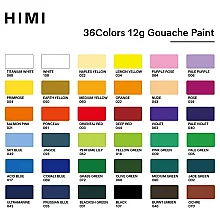 HIMI Twin Cup Gouache Set - 36 Renk 12gr + 3 Brushes (Purple Case Edition) H-TST122 - 3