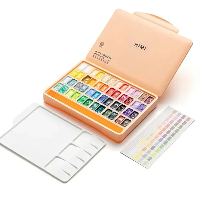 HIMI Twin Cup Gouache Set - 48 Renk 12 gr (Peach Fuzz Case Edition) - 1