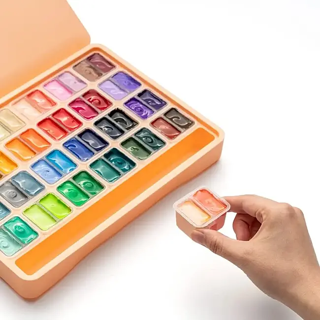 HIMI Twin Cup Gouache Set - 48 Renk 12 gr (Peach Fuzz Case Edition) - 4