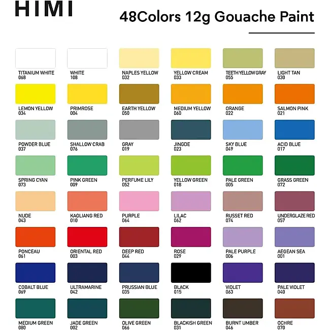 HIMI Twin Cup Gouache Set - 48 Renk 12 gr (Green Case Edition) - 2