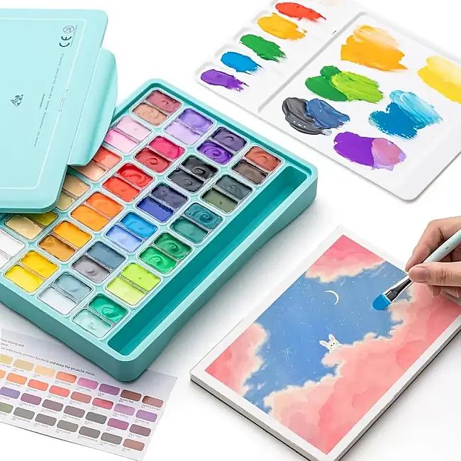 HIMI Twin Cup Gouache Set - 48 Renk 12 gr (Green Case Edition) - 4