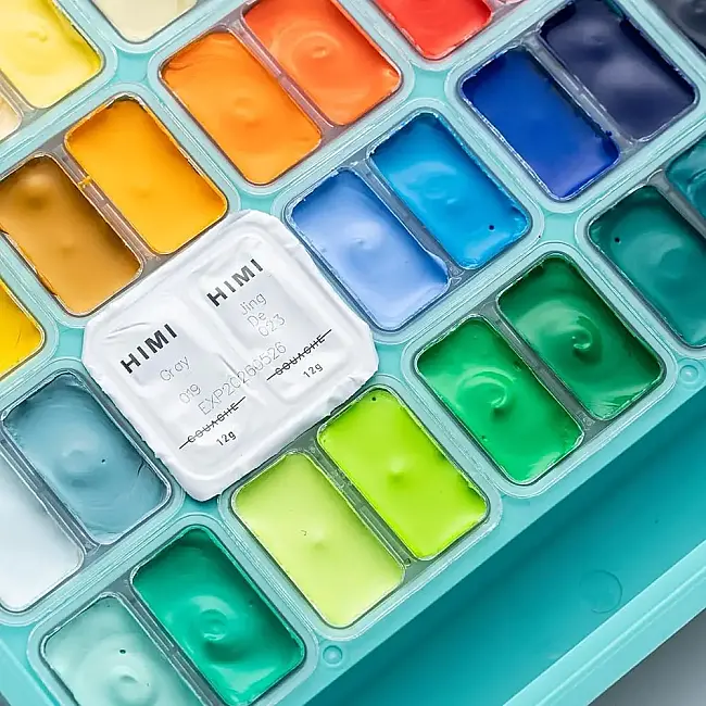 HIMI Twin Cup Gouache Set - 48 Renk 12 gr (Green Case Edition) - 7