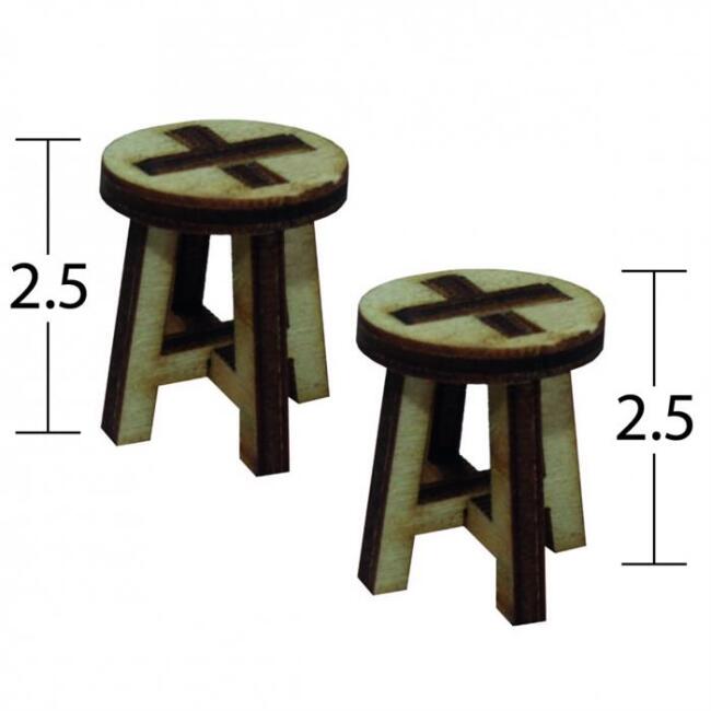 İstanbul Hobi Ahşap Minyatür İki Adet Tabure - 1