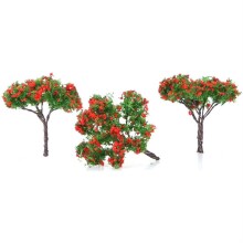 Jordania Maket 1:200 Ölçek Kırmızı Çiçekli Ağaç 3 cm 4 Adet N:W3070E - 1