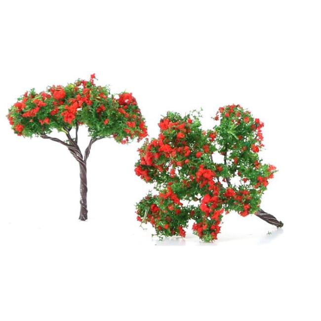 Jordania Maket 1:200 Ölçek Kırmızı Çiçekli Ağaç 5 cm 2 Adet N:50B - 1