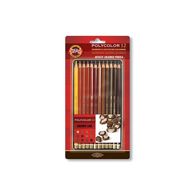 Koh-i-Noor Polycolor Kuru Boya Kalem 12’li Set Brown Line - 1