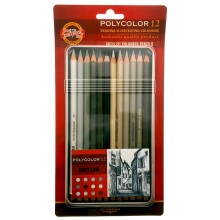 Koh-i-Noor Polycolor Kuru Boya Kalem 12’li Set Grey Line - Koh-i Noor