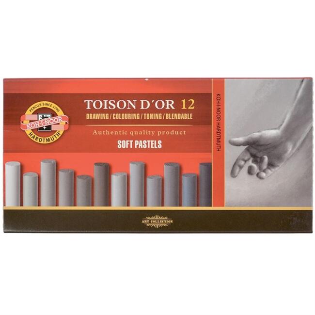 Koh-i-Noor Toison D’or Soft Pastel Boya Gri Tonları 12’li Set 8522 - 1