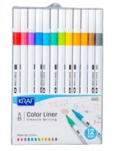 Kraf Color Liner Kalem Seti 12 Renk - Kraf