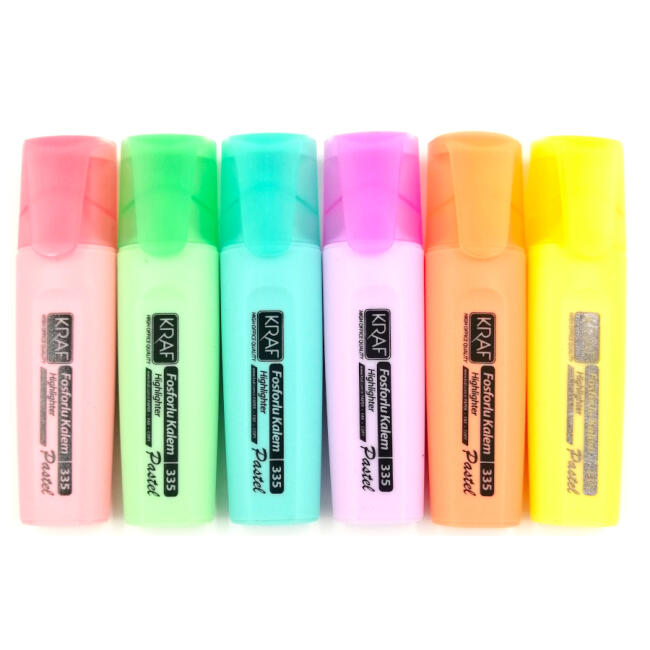 Kraf Fosforlu Kalem Pastel Renkler 6’li N:335 - 3