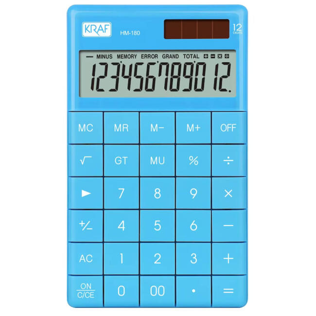 Kraf Masaüstü Hesap Makinesi Mavi 12 Haneli HM-180 - 1