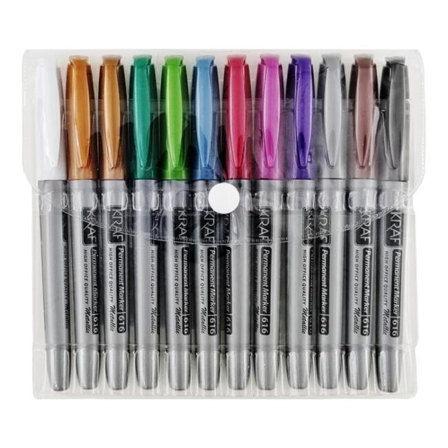 Kraf Permanent Marker Metalik 12 Renk N:616G - 1