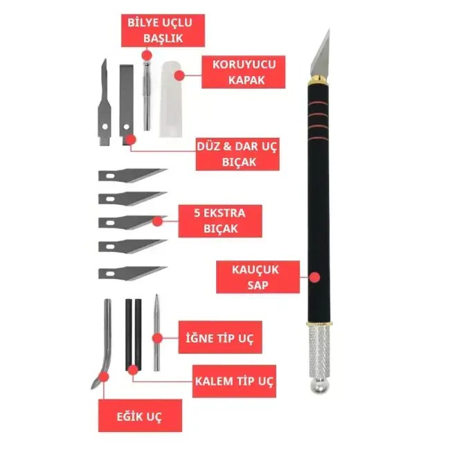 Lienco 5 Fonksiyonlu Kretuar, Oyma ve Kabartma Seti C-6001 - 3