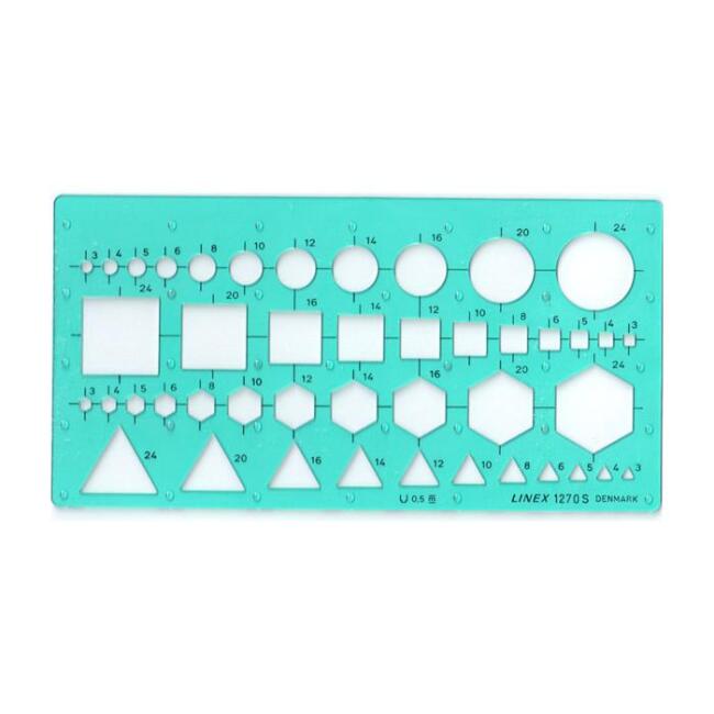 Linex Teknik Şablon N:1270S Kombınasyon Şablonu/ Daıre- Üçgen- Kare- Altıgen - 2