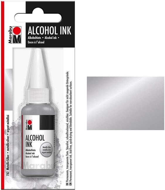 Marabu Alcohol Ink Alkol Bazlı Mürekkep 20 ml Metallic Silver - 2