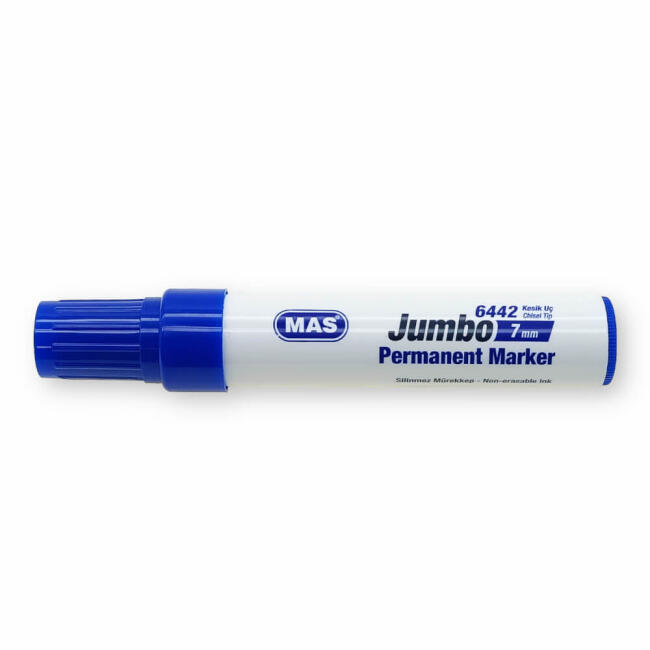 Mas Jumbo Kesik Uç Permanent Marker Kalem Mavi 7 mm 6442 - 1
