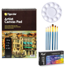 Mastermix Canvas Pad Akrilik Boya Seti 60 cc 6'lı Temel Renkler - Gvn Art