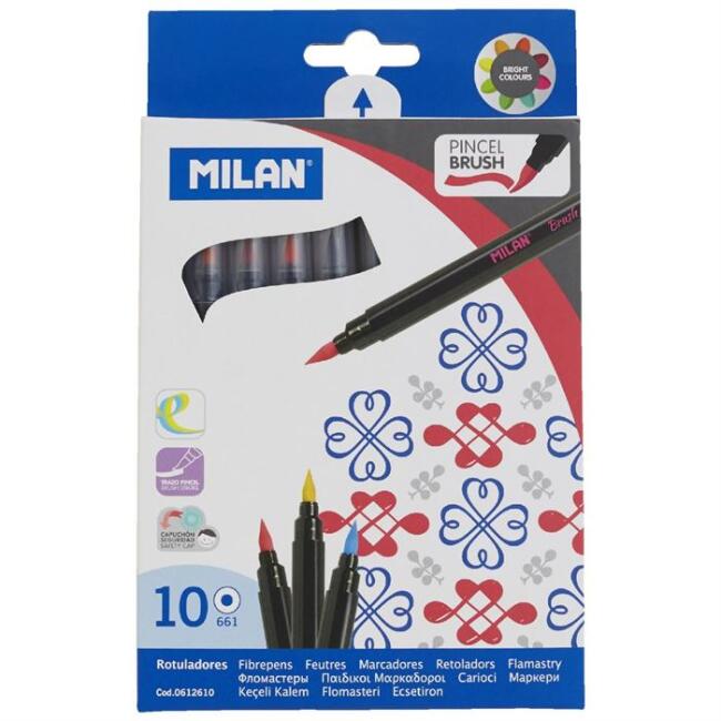 Milan Brush Fırça Uçlu Kalem 10lu N:0612610 - 1