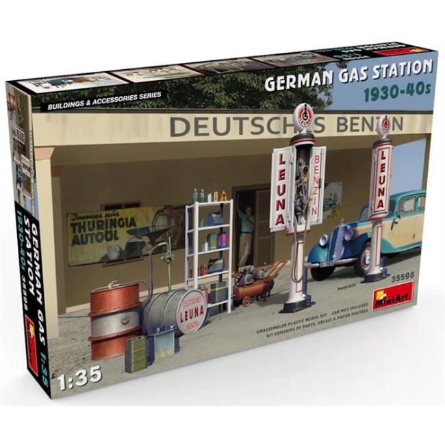 Miniart Maket Alman Petrol İstasyonu 1:35 Ölçekli N:35598 - 1