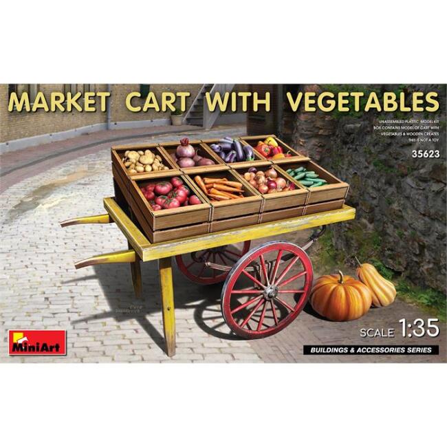 Miniart Maket Sebzeli Market Arabası 1:35 Ölçekli N:35623 - 1