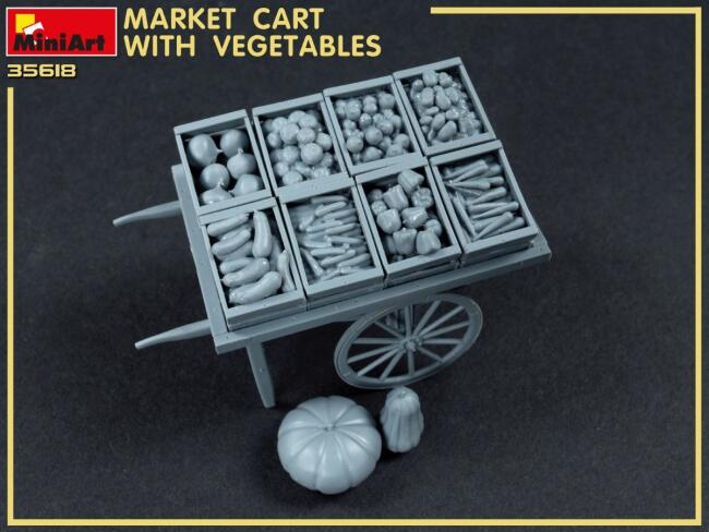 Miniart Maket Sebzeli Market Arabası 1:35 Ölçekli N:35623 - 4