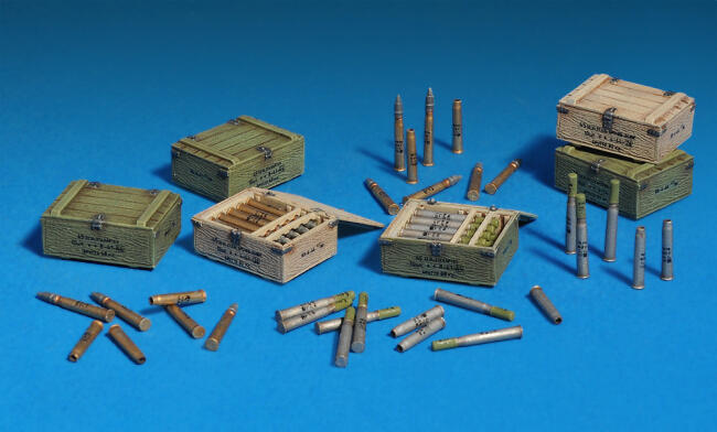Miniart Maket Soviet 45-mm Shells w/Ammo Boxes Askeri Mühimmat ve Kasası 1:35 Ölçekli N:35073 - 2