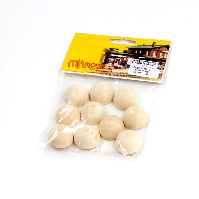Mk Model Ahşap Yarım Küre 25 mm 10'lu - 1