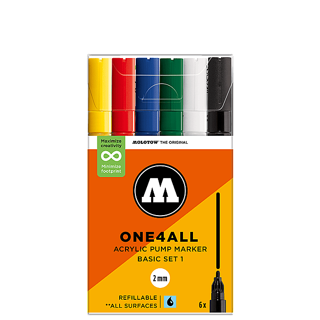 Molotow 127HS One4All Akrilik Marker Kalem 2 mm 6'lı Basic Set 1 200810 - 1