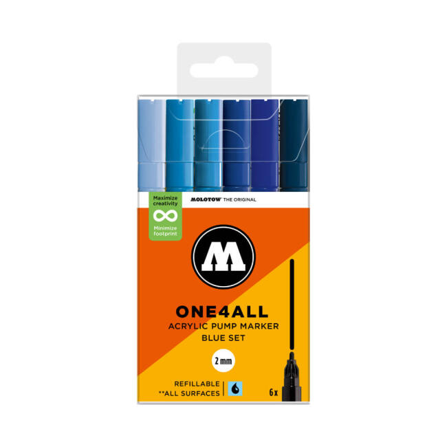 Molotow 127HS One4All Akrilik Marker Kalem 2 mm 6'lı Blue Set 200814 - 1