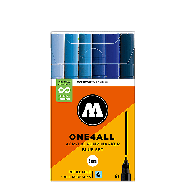 Molotow 127HS One4All Akrilik Marker Kalem 2 mm 6'lı Blue Set 200814 - 1