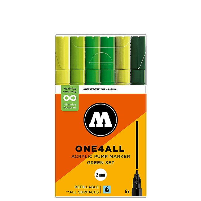Molotow 127HS One4All Akrilik Marker Kalem 2 mm 6'lı Green Set 200816 - 1