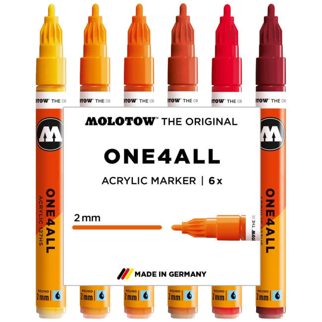 Molotow 127HS One4All Akrilik Marker Kalem 2 mm 6'lı Hot Set 200811 - 2