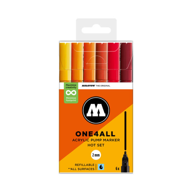 Molotow 127HS One4All Akrilik Marker Kalem 2 mm 6'lı Hot Set 200811 - 1