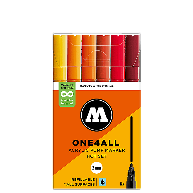 Molotow 127HS One4All Akrilik Marker Kalem 2 mm 6'lı Hot Set 200811 - 1
